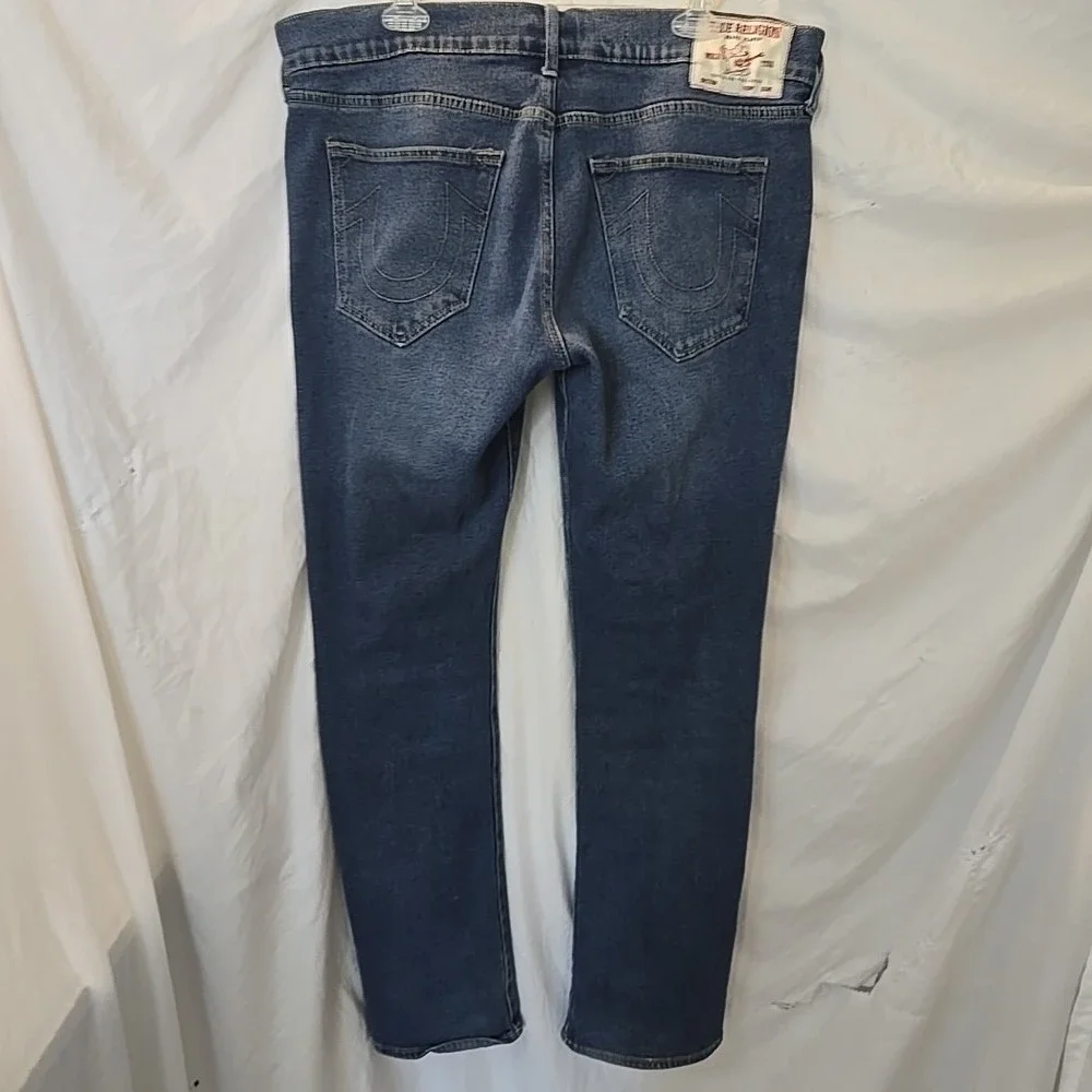 True Religion Ricky SN Relaxed Stretch Straight Jeans Mens 38‎ Medium Wash